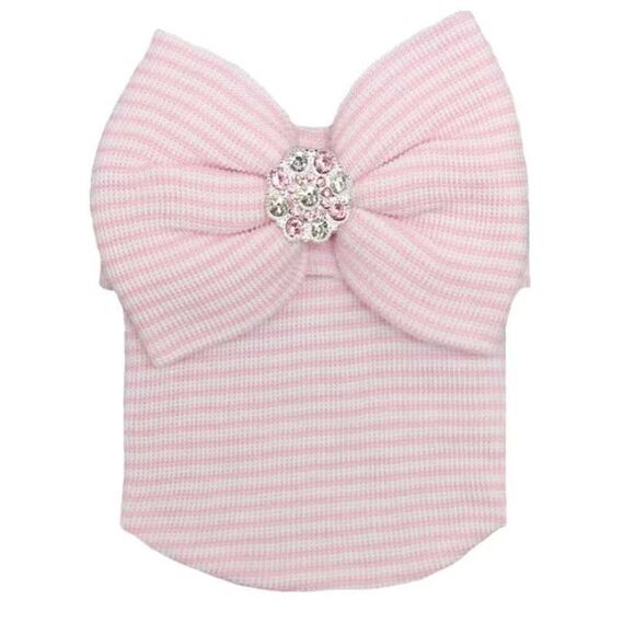 MiKoo New Newborn Bow and Rhinestone Jeweled Medallion Hospital Hat - Picture 2 of 4